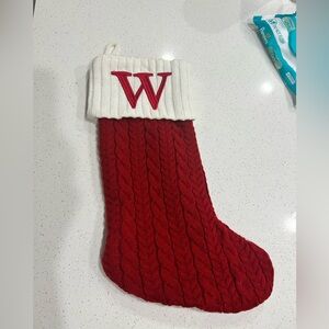 Red Cable Knit Christmas Stocking with W